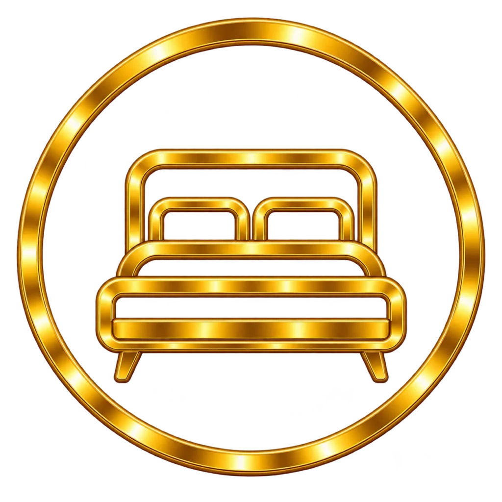 Golden bed icon for bedroom artwork