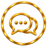 Golden chat icon for sharing custom artwork ideas