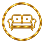 Golden sofa icon for living room artwork