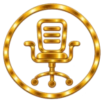 Golden office chair icon for workspace artwork